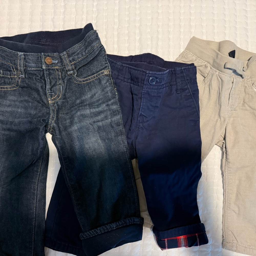GAP Kids Blue Denim and Tan Chino Pants